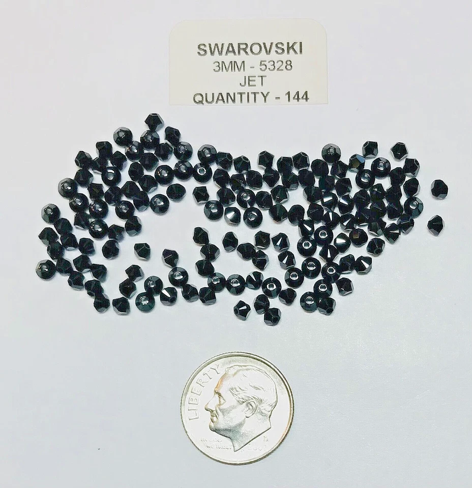 Cuentas bicónicas Swarovski® #5328 - 3 mm - JET - 144 piezas - negras Foto 1 de 1