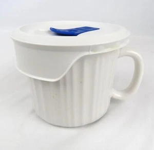 CorningWare Französisch Weiß 20 Unzen Suppentasse mit Kunststoff belüftetem Deckel Steinzeug - Bild 1 von 9
