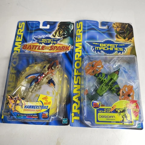 Transformers Beast Machines Obsidian Evil Vehicon & Hammerstrike Figures Lot NEW Cover
