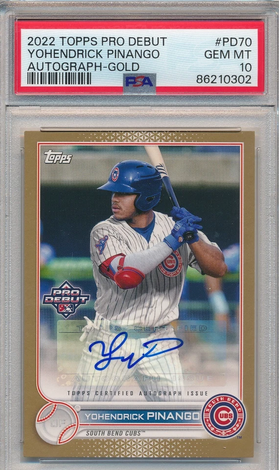 2022 TOPPS PRO DEBUT YOHENDRICK PINANGO GOLD AUTO #32/50 #PD70 PSA 10 GEM MINT - Image 1 of 1