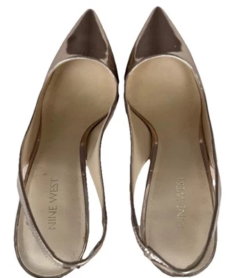 Nine West Gold Metallic Slingback Heels Women's - Image 1 of 4