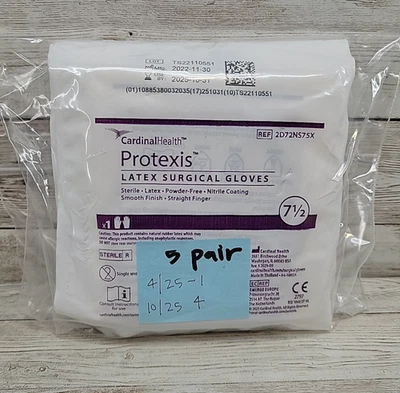 Protexis Latex Surgical Gloves Cardinal Health *5 Pair* Size: 7.5 *See Date* - Image 1 of 4