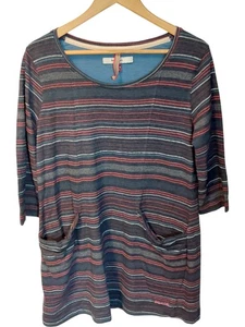 WEIRD FISH Women's Top Size 18 Striped Pockets Cotton Blend Casual - Picture 1 of 11