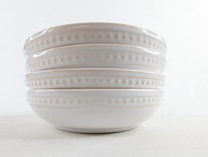 Primagera Portugal White Ribbed Bowls Set of 4 8” Dessert Fruit Ice Cream Dish - Picture 1 of 7