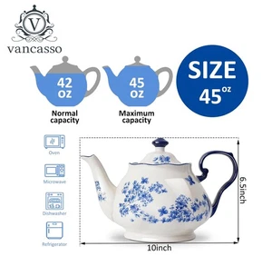 vancasso Bone China European Style Floral Ceramic Teapot - 45oz - Picture 1 of 5