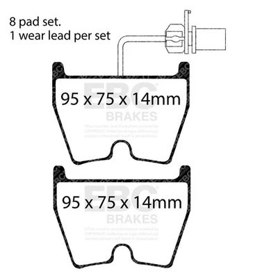 Комплект дисковых тормозных колодок подходит для тормозов Audi RS3 TT Quattro EBC 2017-2018 годов выпуска - Изображение 1 из 4