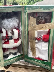 Santa's Best Animated African American Santa Claus & Mrs. Claus Christmas Rare - Picture 1 of 24