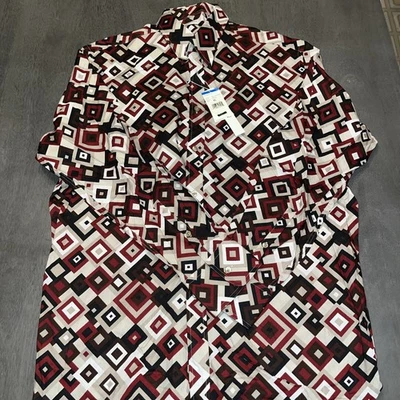 Perry Ellis Button Up Geometric Long Sleeve Shirt Small NWT M - Image 1 of 4