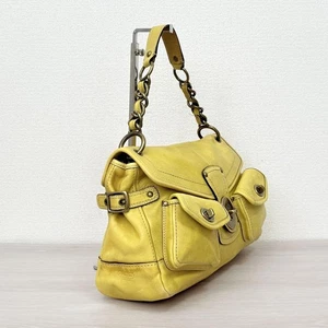 Coach 65th Anniversary Legacy Yellow whiskey Pocket Leather Shoulder Bag F/S - Picture 1 of 10