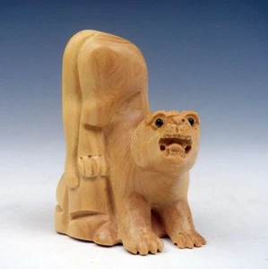 Japanese Boxwood Hand Carved Netsuke Sculpture Furious Tiger On Rock #05242301 - Imagen 1 de 6