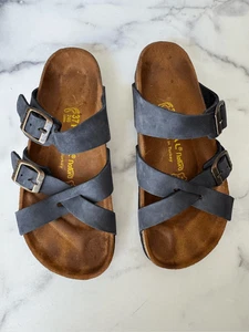 Real Natura Sandalias Europeas Punta Abierta Cuero Azul Mujer Sin Cordones 6.5 - Imagen 1 de 6