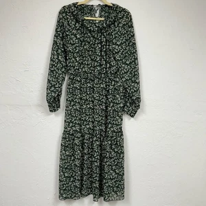 Maxi Vestido Madewell Verde Floral En Niveles Para Mujer M Boho Manga Larga Cottage Core - Imagen 1 de 12