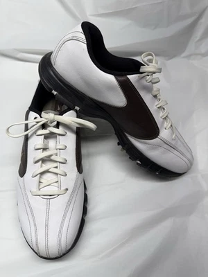 Zapatos de golf Nike Air de cuero blanco/marrón para hombre 317624-122 con cordones talla 9,5 Foto 1 de 4