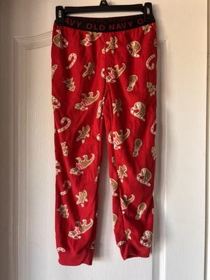 Old Navy Boys Fleece Pajama Bottoms Joggers Red Holiday Candy Cane Medium 8 - Image 1 of 4