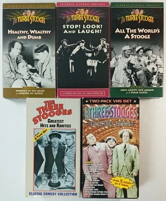 LOT of 7 - The THREE STOOGES VHS Tapes - Moe Larry Curly  - Image 1 of 4