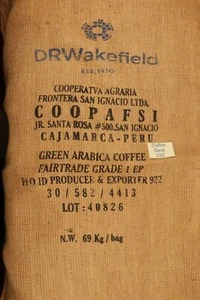 Peruvian Hessian Coffee Sack 032 Previously Held Green Beans Many Uses 032 - Picture 1 of 3