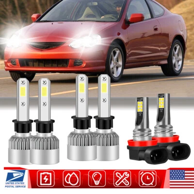 Combo de faros LED altos/bajos + bombillas antiniebla 6000 k para Acura RSX 2004 2003 2002 Foto 1 de 4