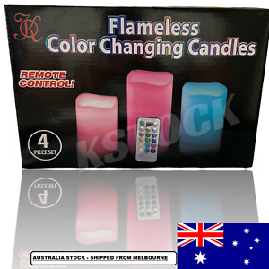 3PCS Colour Changing LED Candles Flameless Birthday LED Wax Mood Set w/ Remote