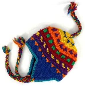 BABYLONIA Wool Infant Beanie/Cap Bergen Norway Lining Ear Flaps Braided Tassels - Picture 1 of 10