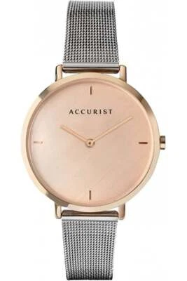 Reloj pulsera de malla Accurist esfera rosa para dama 8348 34 mm resistente al agua Foto 1 de 3