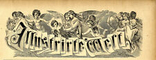 Engelchen Blätter Weltkugel Holzstich-Vignette einer Sonntagszeitung von 1886