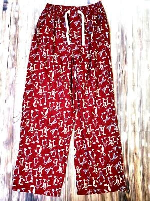 Pantalones de pijama antiguos azul marino para niñas rojo con diseño de pingüino talla grande 10-12 Foto 1 de 4