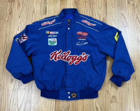 Vintage NASCAR Kellogg's Terry Labonte #5 Racing Jacket Blue JH Design Sz L USA Cover