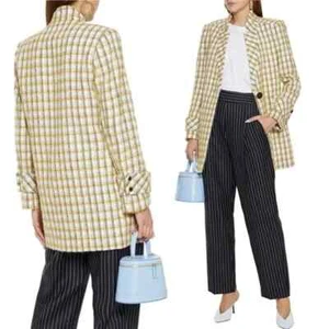 Veronica Beard Jin Dickey Cotton Wool Blend Jacket Size XS Yellow Plaid #2N401 - Picture 1 of 15