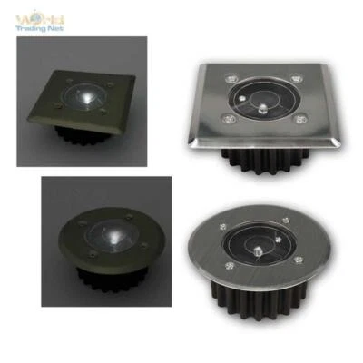 LED Solar Boden-Leuchte Edelstahl-Einbau-Strahler IP44 mit Dämmerungs-Sensor - Bild 1 von 4
