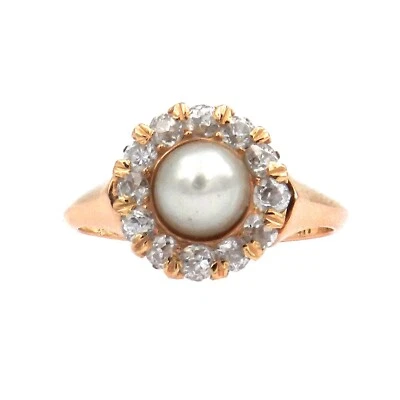 Antique Pearl Diamond Ring 0.84 CT And Natural 18K Rose Gold Um 1900 - Image 1 of 4