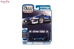 Ford GT40 MK1 1965 1:64 AWSP107B AUTO WORLD AZUL CON FORD G.T. blanco ROCKER STRIPE - Imagen 1 de 1