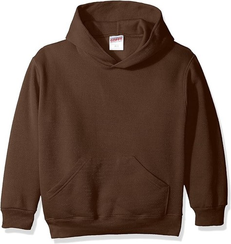 VETEMENTS Felpa con cappuccio classica Soffe marrone giovanile taglia 14 16 ~NUOVA~