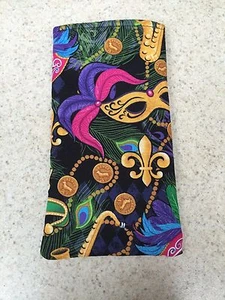 Sunglass / Eyeglass Soft Fabric Case - Large Mardi Gras Masks & More - Bright - Picture 1 of 1