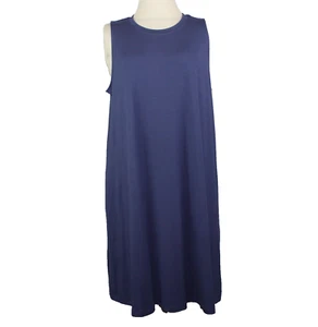 Time & Tru Dress Navy Blue Women Size XL A-Line Comfort Sleeveless Pockets - Picture 1 of 9