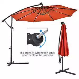 10' Orange Fixed Round Market Patio Umbrellas, Crank Lift, 1 Pack - Picture 1 of 7