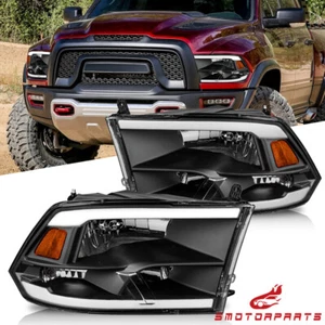 2PCS LED DRL Black Headlight For 2009-2018 Dodge Ram 1500 2500 3500 Halogen - Picture 1 of 23