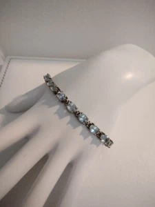 Pulsera vintage de topacio azul de plata de ley 925 tenis Estate Find - Imagen 1 de 12