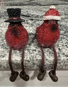 Whimsical Cardinal Shelf Sitters  2¾" Christmas Mantel Figurines Decor - Picture 1 of 6