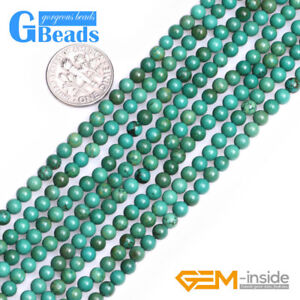 Natural Vintage Old Turquoise Round Beads For Jewelry Making Free Shipping 15"