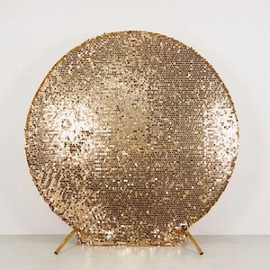 7.5 ft GOLD Sparkly Big Payette Sequin Backdrop STAND COVER Party Decorations - Picture 1 of 8