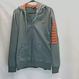 Sudadera con capucha para hombre Puma gris y naranja con cremallera completa talla L - Imagen 1 de 18