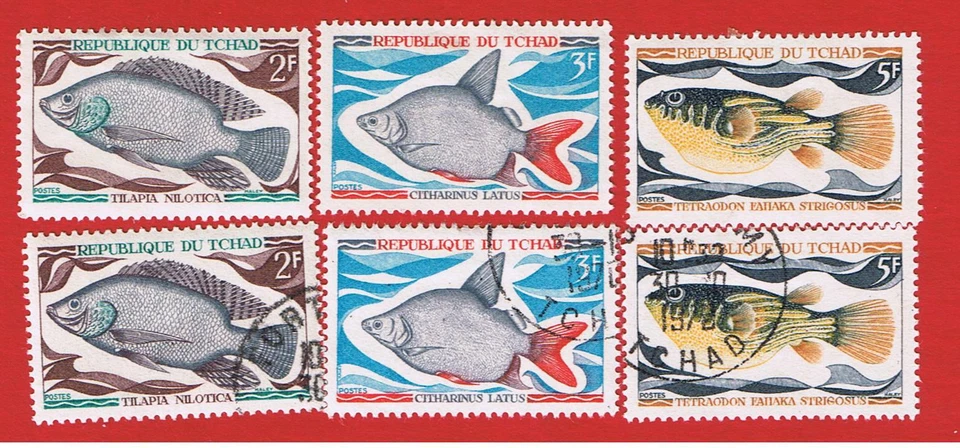 Chad #218-220 en muy buen estado usado y MVFLH OG sin peces envío y devolución Foto 1 de 1