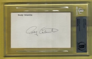 SIGNED INDEX CARD 3X5 ROCKY COLAVITO INDIANS TIGERS - Picture 1 of 1