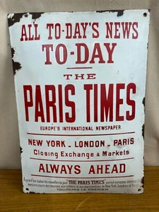 RARE PLAQUE EMAILLEE ANCIENNE POUR LE JOURNAL PARIS TIME - Imagen 1 de 13