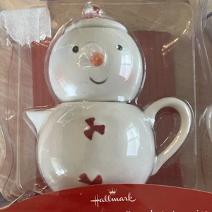 HALLMARK SNOWMAN STACKING CREAM SUGAR WHITE COLLECTIBLE HOLIDAY DISHWASHER SAFE - Picture 1 of 5