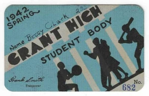 1942 Grant High School Spring Student Body Card - Betty Clark - Portland, OR NN - Picture 1 of 2