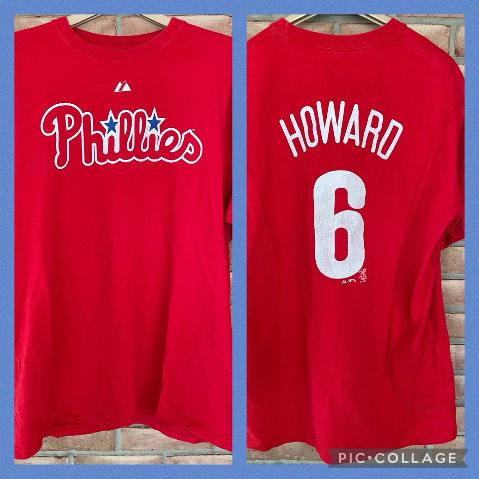 Camisa Philadelphia Phillies Roja Ryan Howard #6 Para Hombre Talla XL MLB Majestuosa Foto 1 de 4