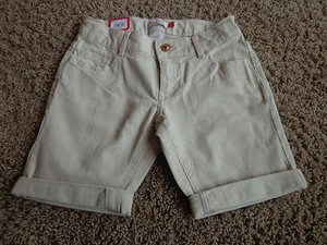 SO girl's NWT sz 8 light tan/quick sand bermuda jean style cotton/spandex shorts - Picture 1 of 5