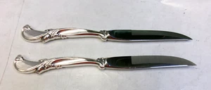 2 WALTZ OF SPRING STERLING SILVER STEAK KNIVES-UNIQUE 1952 WALLACE FINE DESIGN - Picture 1 of 5