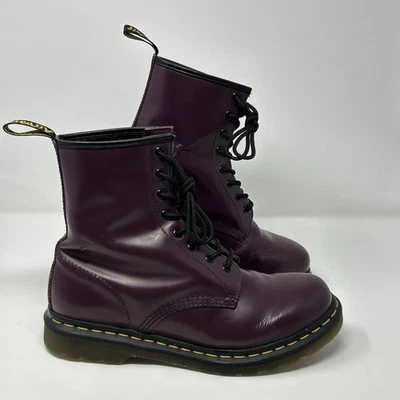 Botas con cordones Dr. Martens 1460 W rojo cereza cuero liso para mujer 10 EU 42 UK 8 Foto 1 de 4